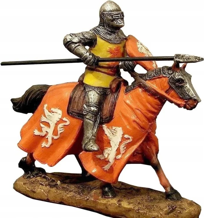 Lovas lovag figura, címerruhába öltözött
