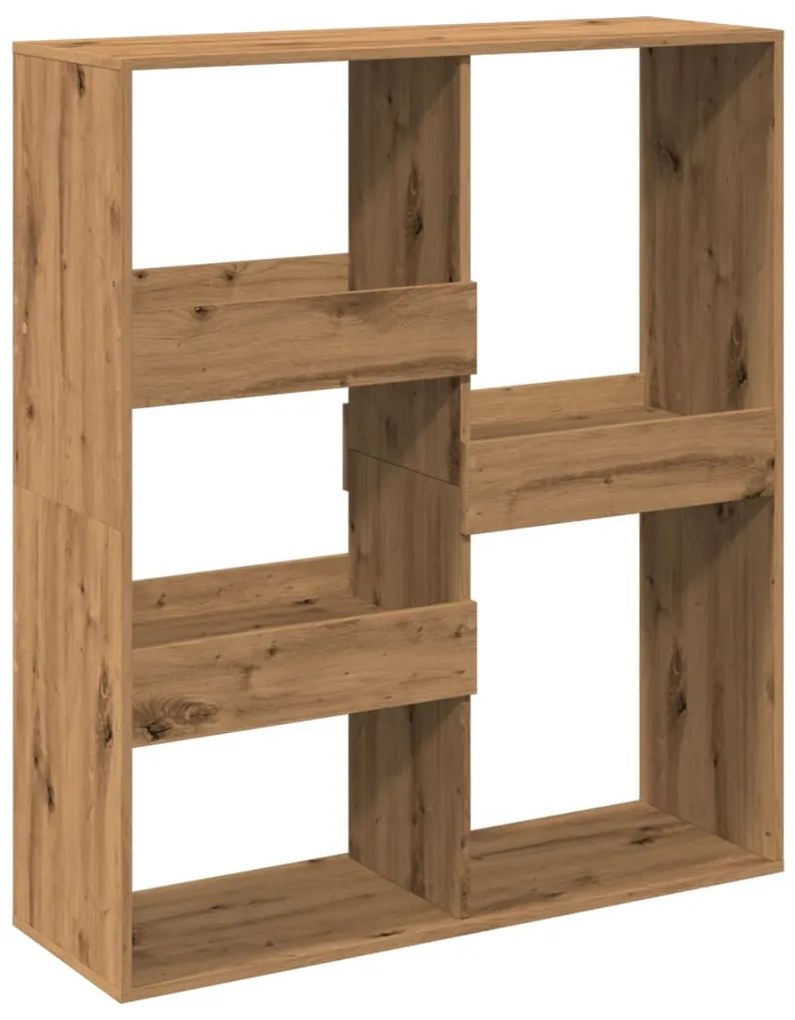 kézműves tölgy színű szerelt fa térelválasztó 100x33x115 cm