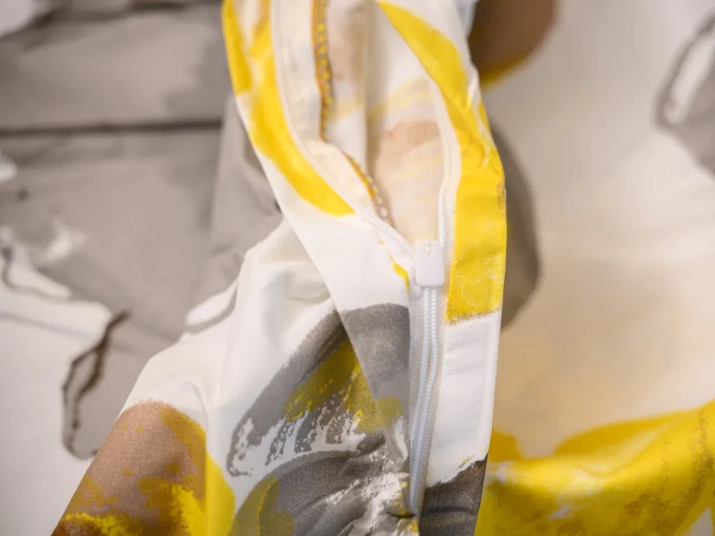 Mikroszálas ágyneműhuzat FEONELLE sárga-szürke Ágyneműhuzat mérete: 2 db 70 x 90 cm | 200 x 220 cm