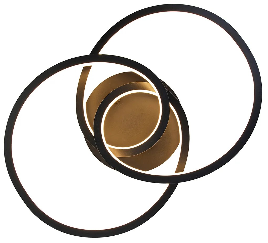 Mennyezeti lámpa fekete 45 cm LED-del, 3 fokozatú fényerőszabályzóval - Rowin