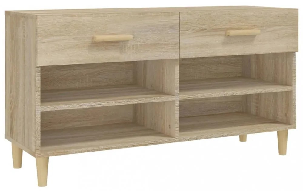 sonoma-tölgyszínű szerelt fa cipőszekrény 102x35x55 cm