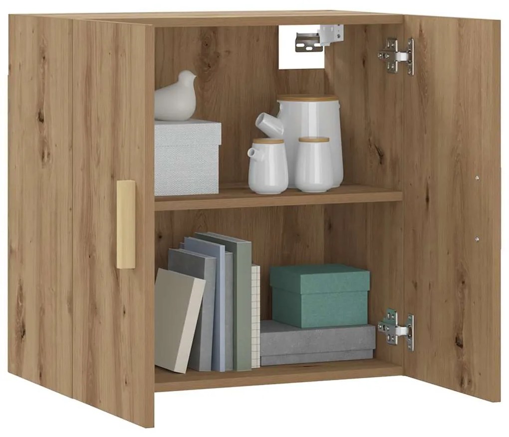 kézműves tölgy színű szerelt fa faliszekrény 60 x 31 x 60 cm