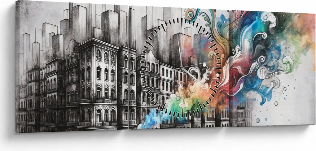 Kép - Ipari élet (órával) (90x30 cm)
