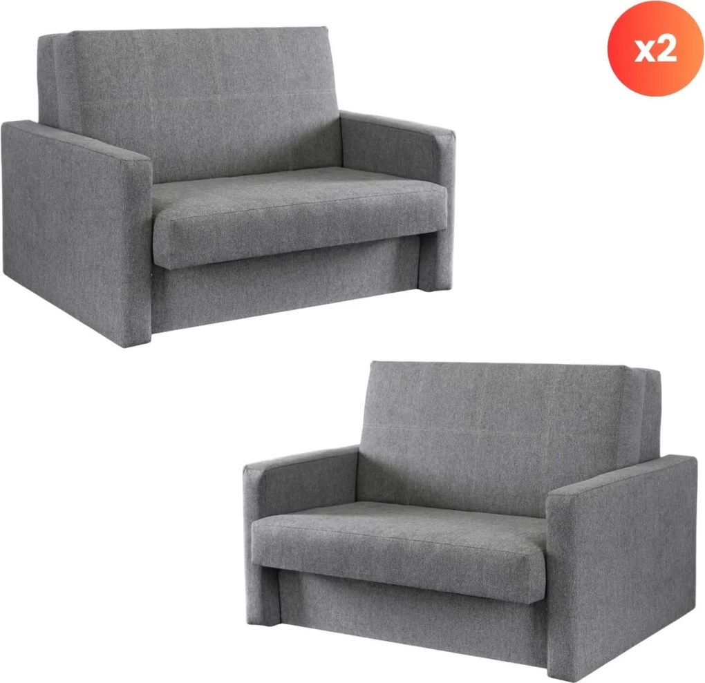 2 db-os szett, kétszemélyes ágyazható fotel szürke színben MILAN 2