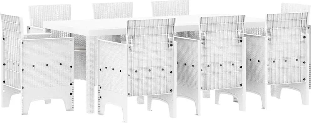 vidaXL Kert étkező szett 9 pcs Fehér Polipropilén