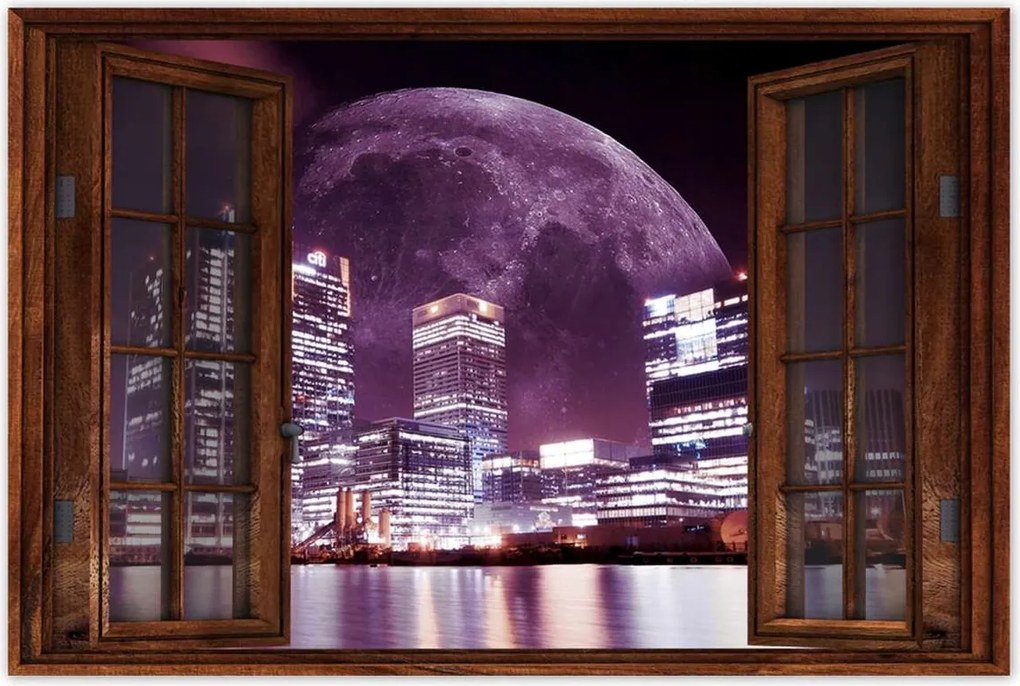 Poszterek 90x60 Lila város éjszaka