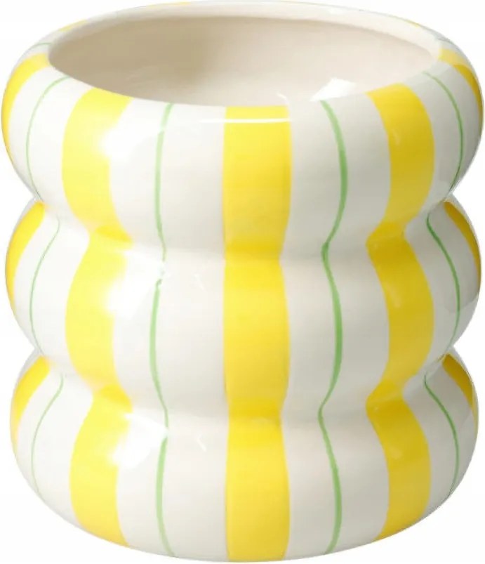 Fedő Kerámia Sárga Csíkos 14x13,5CM Dolomit kaspóhoz a Nappaliba