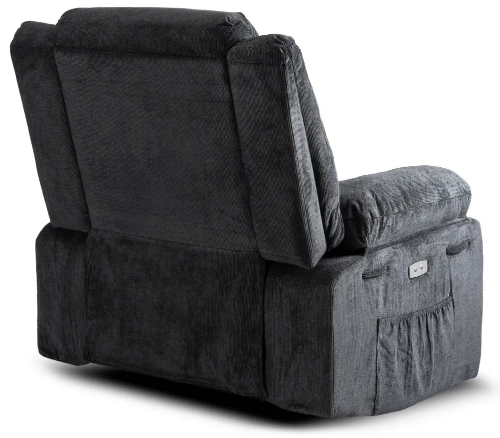 Elektromosan Vezérelhető Masszázsfunkciós Relaxfotel Sötétszürke Színben. JASPER