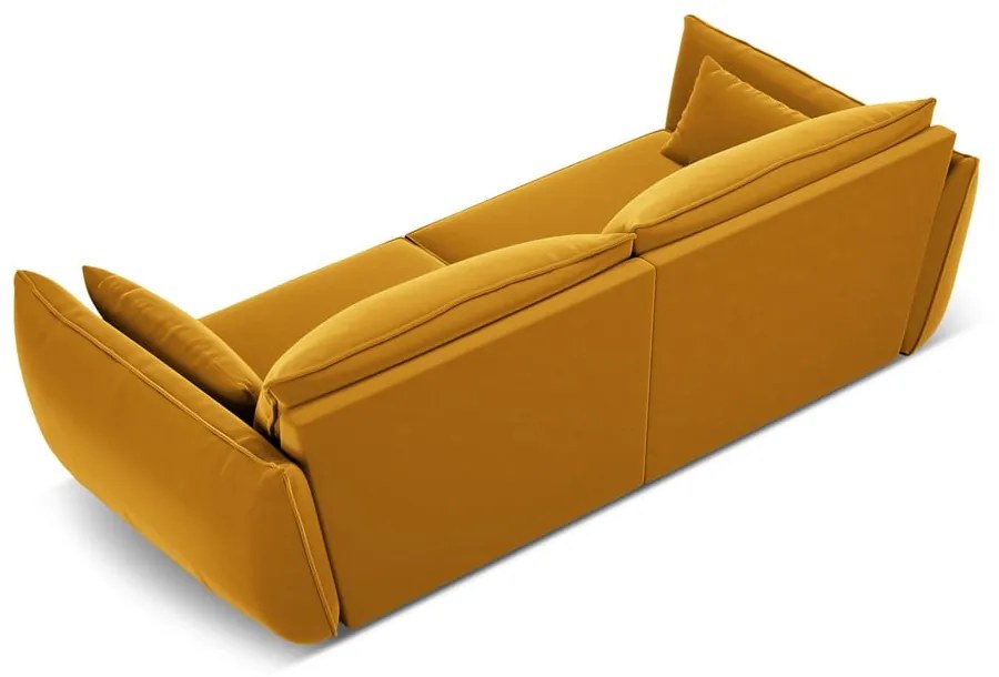 Mustársárga bársony kanapé 208 cm Vanda – Mazzini Sofas