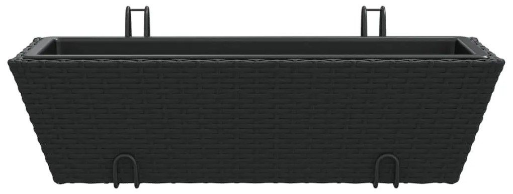 2 db fekete polyrattan növénytartó horoggal
