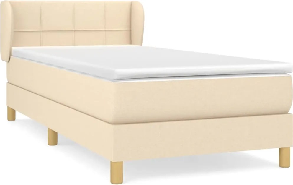 vidaXL krémszínű szövet rugós ágy matraccal 80 x 200 cm