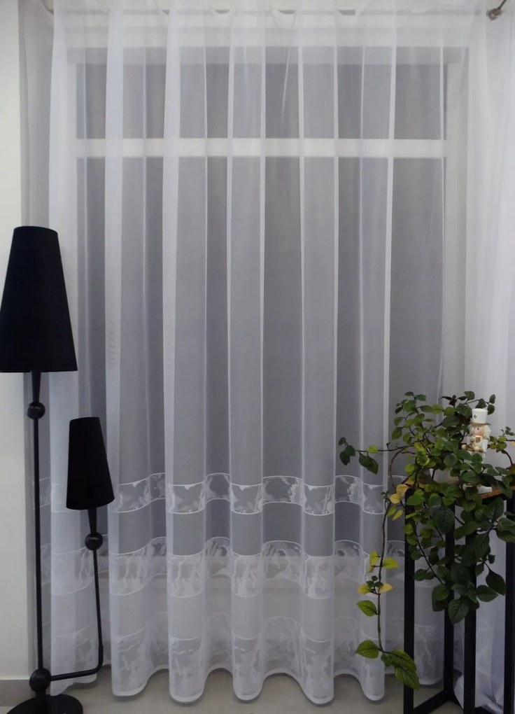 Mg Függöny 42010 mintás alsó Fehér 300x250cm Kész Szalaggal M