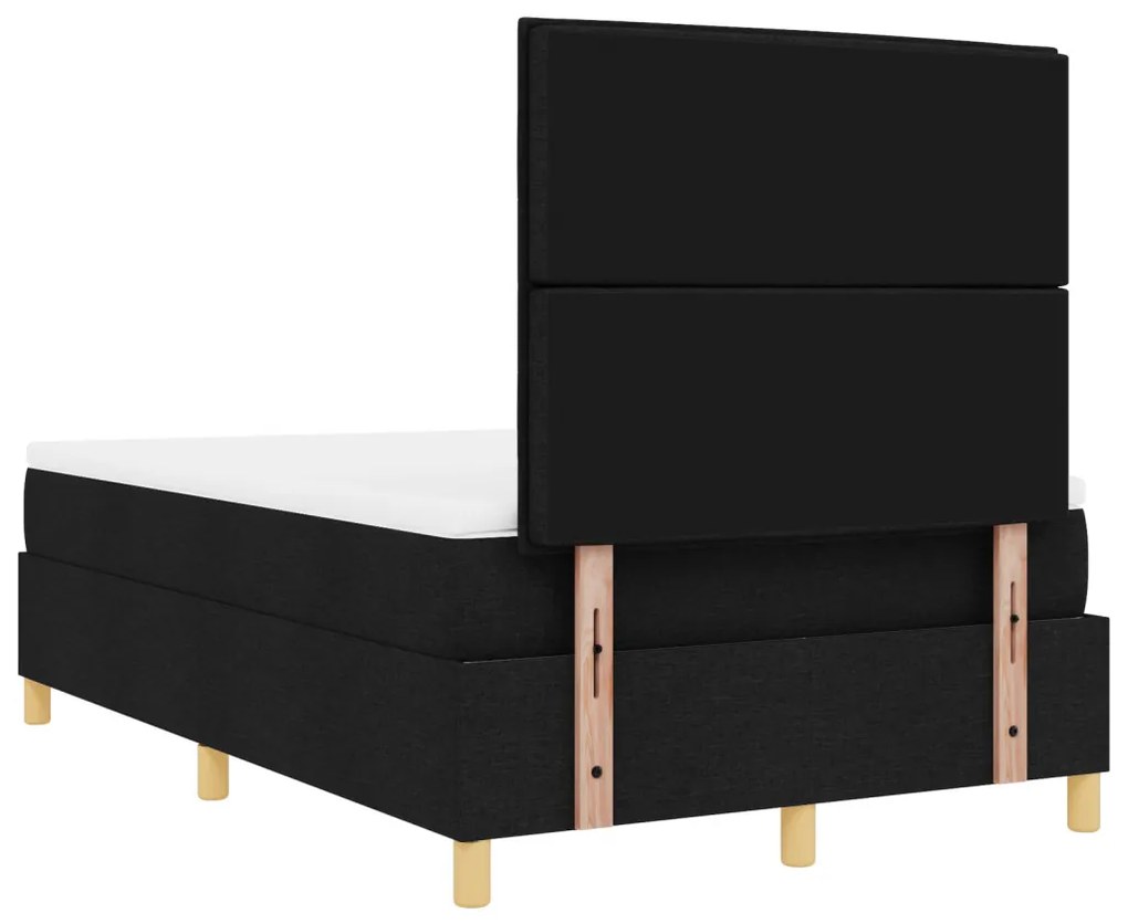 boxspring ágy matraccal fekete kicsi kétfős szövet