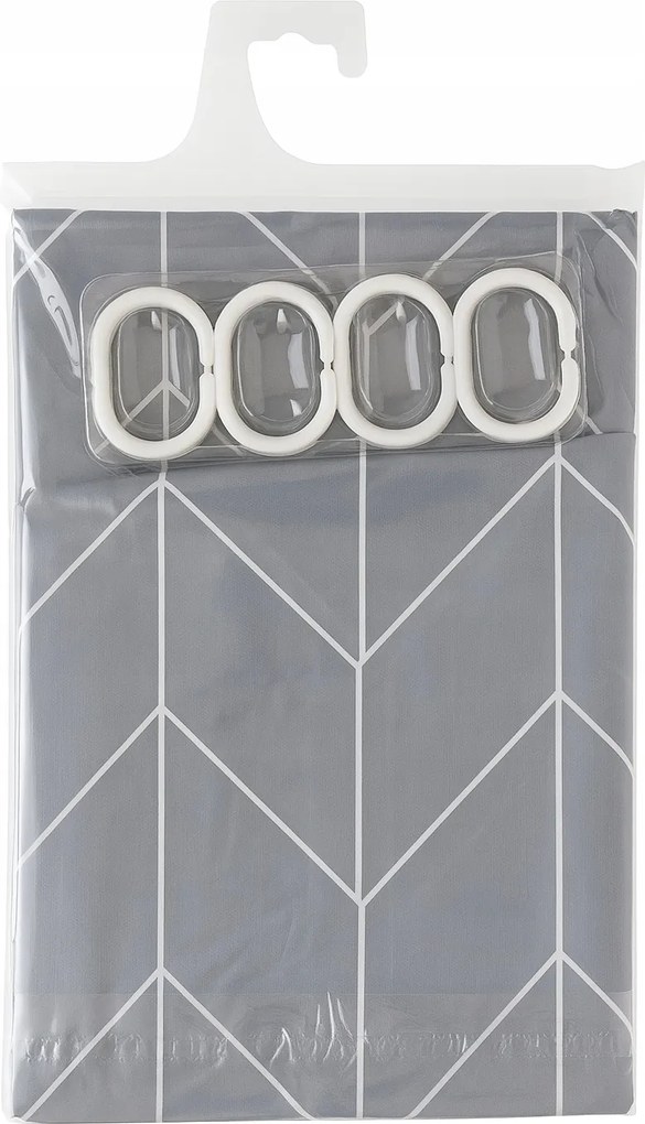 Zuhanyfüggöny 180x180 cm vízálló szürke halszálka kerekekkel