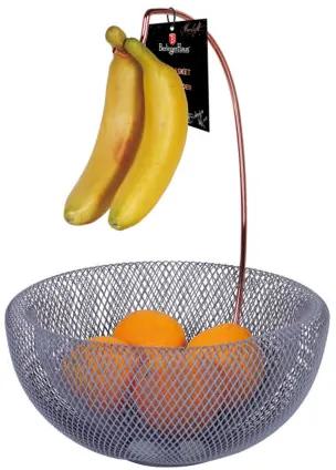 Berlinger Haus Moonlight Collection gyümölcsös kosár banántartóval, szürke/rosegold