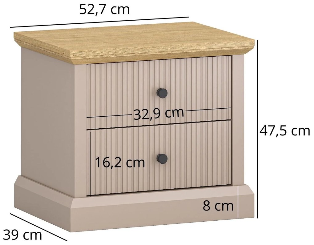Éjjeliszekrény Indices (taupe + kő tölgy) . 1116878
