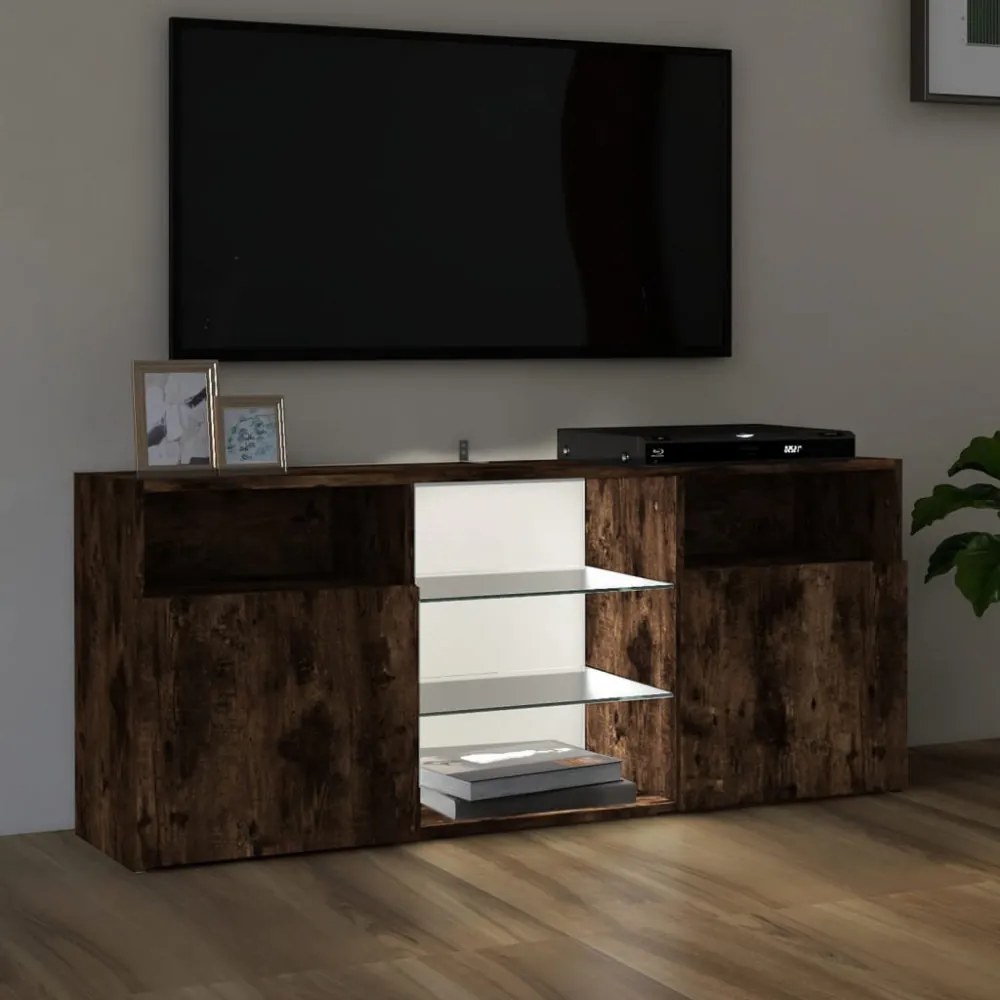füstös tölgy színű LED-es TV-szekrény 120 x 30 x 50 cm