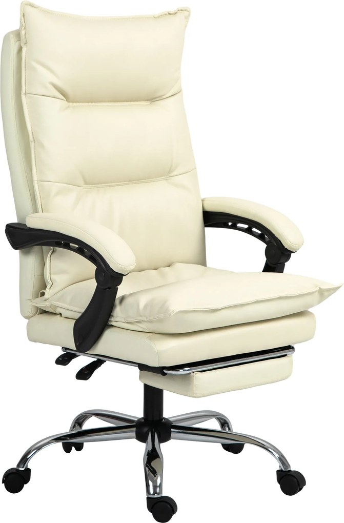 Vinsetto ergonomikus irodai szék, 155°-ig dönthető, kihúzható lábtartó, könnyen tisztítható műbőr, párnázott kartámaszok, forgatható és magasságban ál