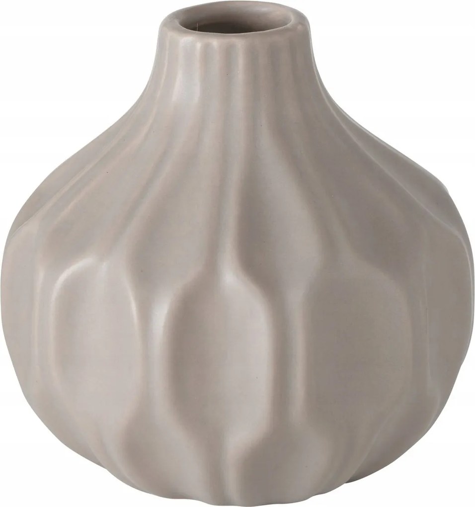 Kerámia Váza Matt Dombornyomott Geometrikus Mintával Ø 11 CM Bézs