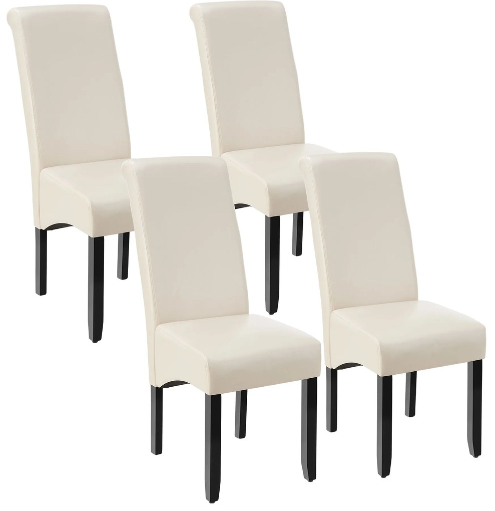 TecTake GmbH 403498 ergonomikus tömörfa étkezőszék - krémes, 4 darabos készlet