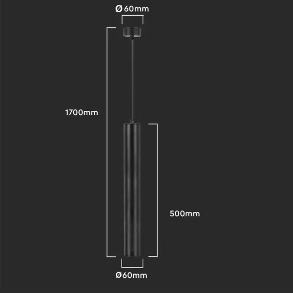 Csillár zsinóron 1xGU10/35W/230V 50 cm fekete