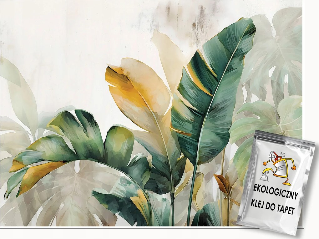 Fotótapéta Levelek Absztrakt Zöld Falra Hálószoba Nappali 300x210