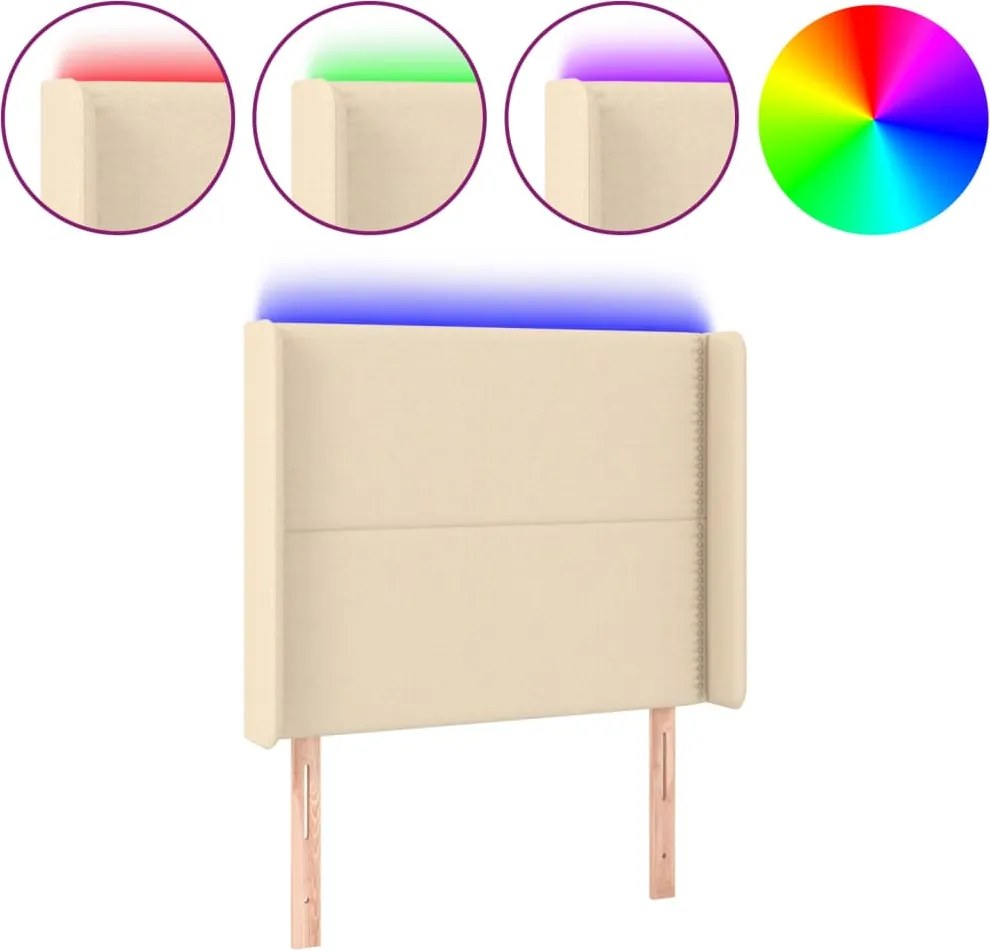 vidaXL krémszínű szövet LED-es fejtámla 103x16x118/128 cm