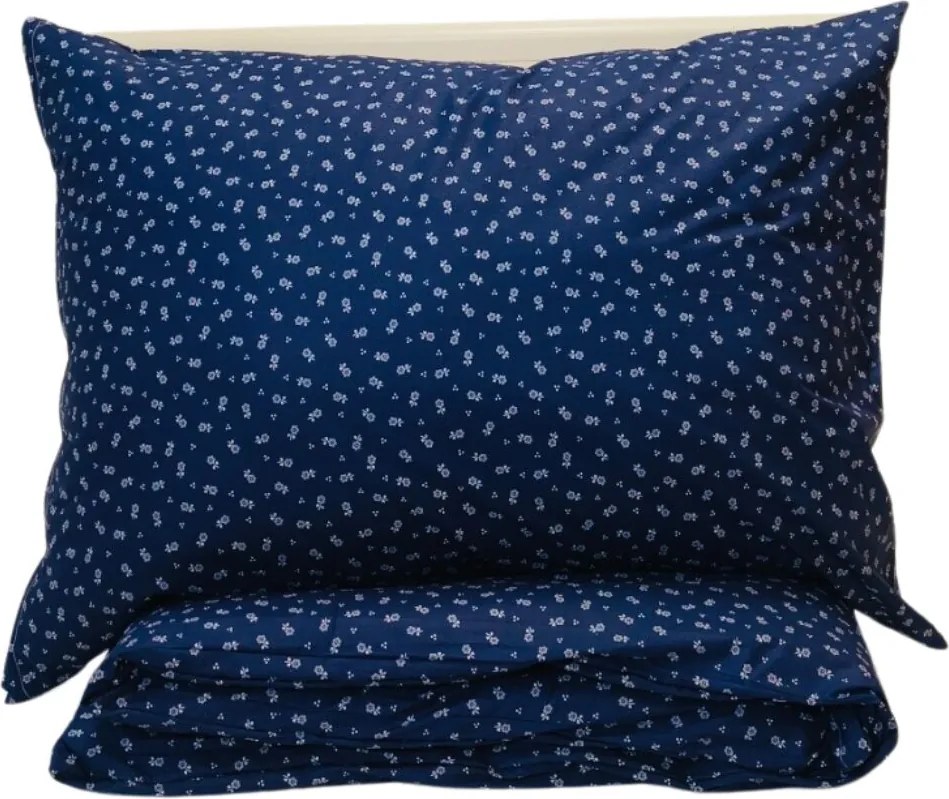 Márta kék pamut ágyneműhuzat 140x200cm+90x70cm TiaHome