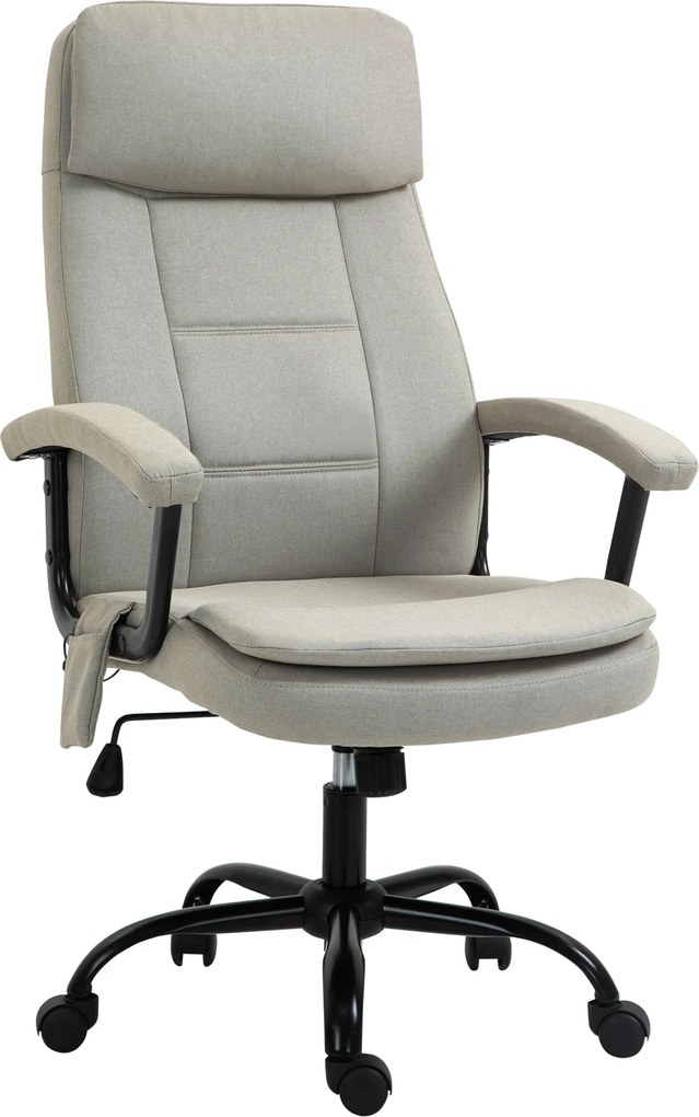 Vinsetto Irodai Szék Masszázs Funkcióval Magasságban Állítható Executive Szék Válogatás, Ergonomikus Forgószék Derék Masszázs Vászon Hatás Beige 63 x