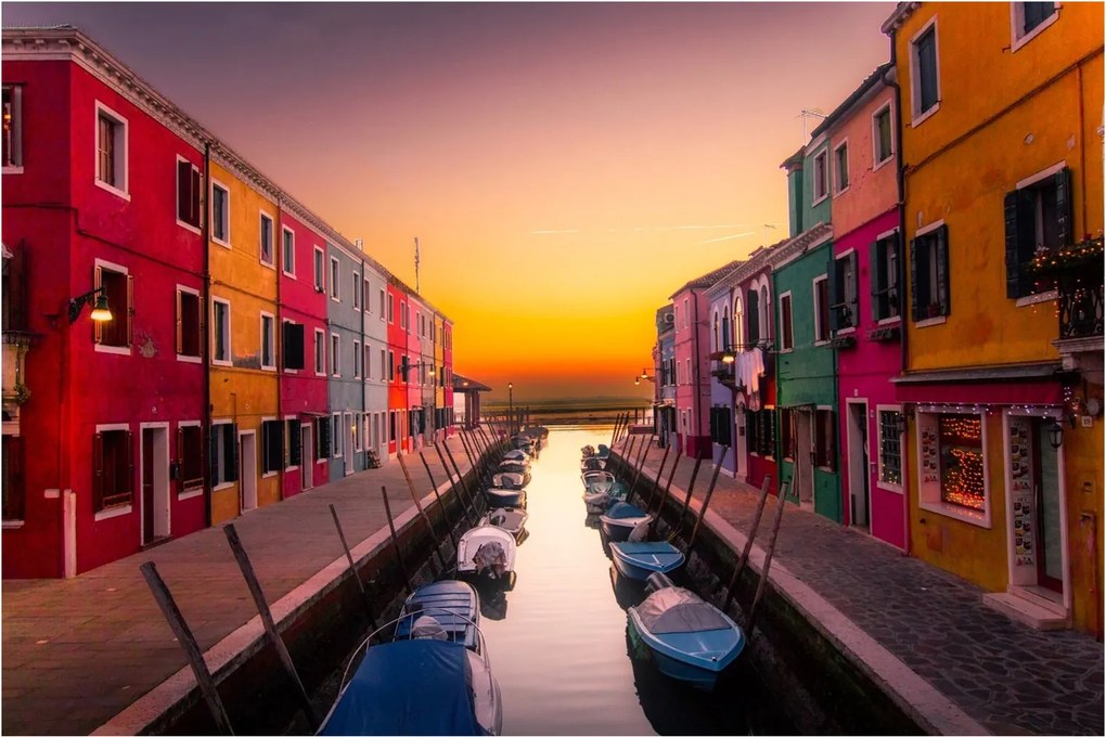 Kép - Naplemente, Burano sziget, Velence, Olaszország (90x60 cm)