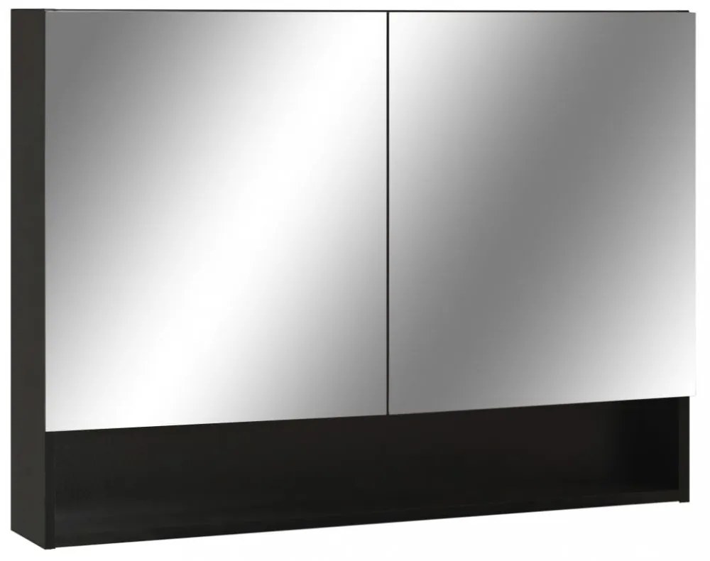 fekete MDF tükrös fürdőszobaszekrény 80 x 15 x 60 cm