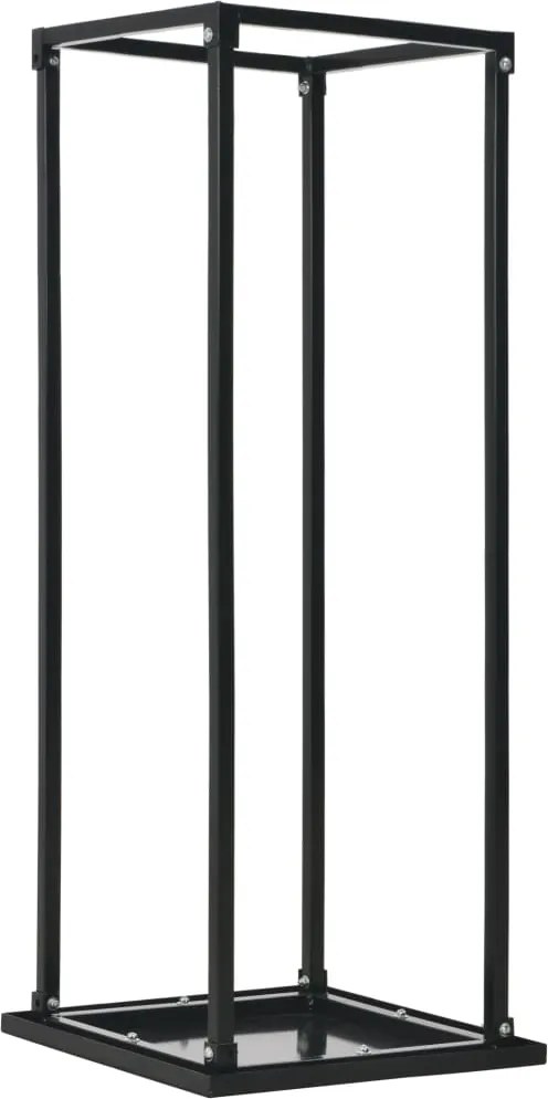 vidaXL fekete acél tűzifatároló alappal 37 x 37 x 113 cm