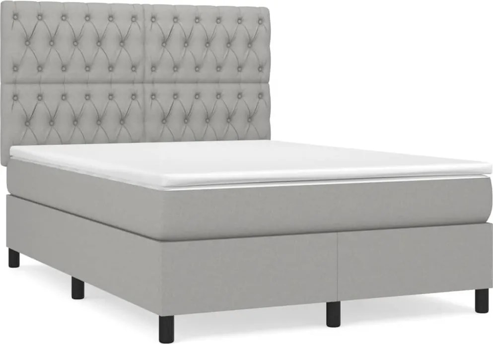 vidaXL világosszürke szövet rugós ágy matraccal 140 x 190 cm