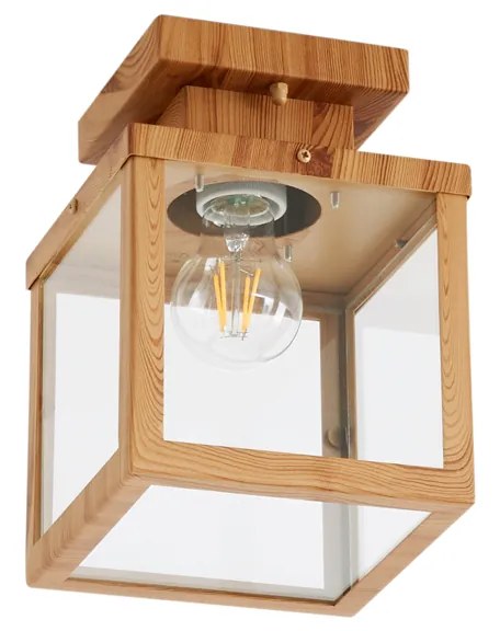 Ipari kültéri mennyezeti lámpa fa és átlátszó üveggel - Rotterdam