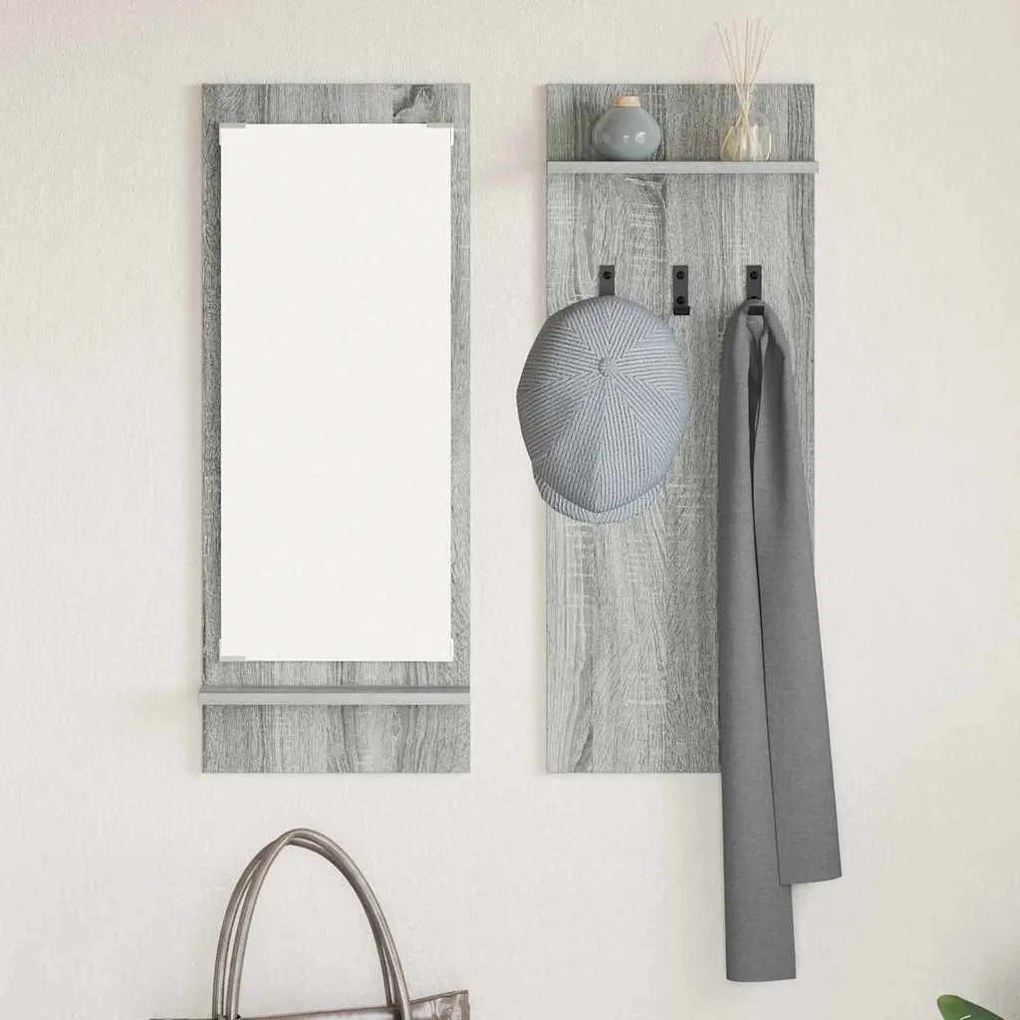 Fali Kabáthorog polcokkal Szürke sonoma 70 x 10 x 90 cm Faanyag
