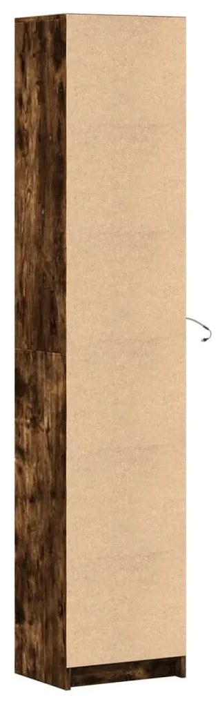 füstös tölgy szerelt fa LED-es magasszekrény 41,5x32,5x200 cm