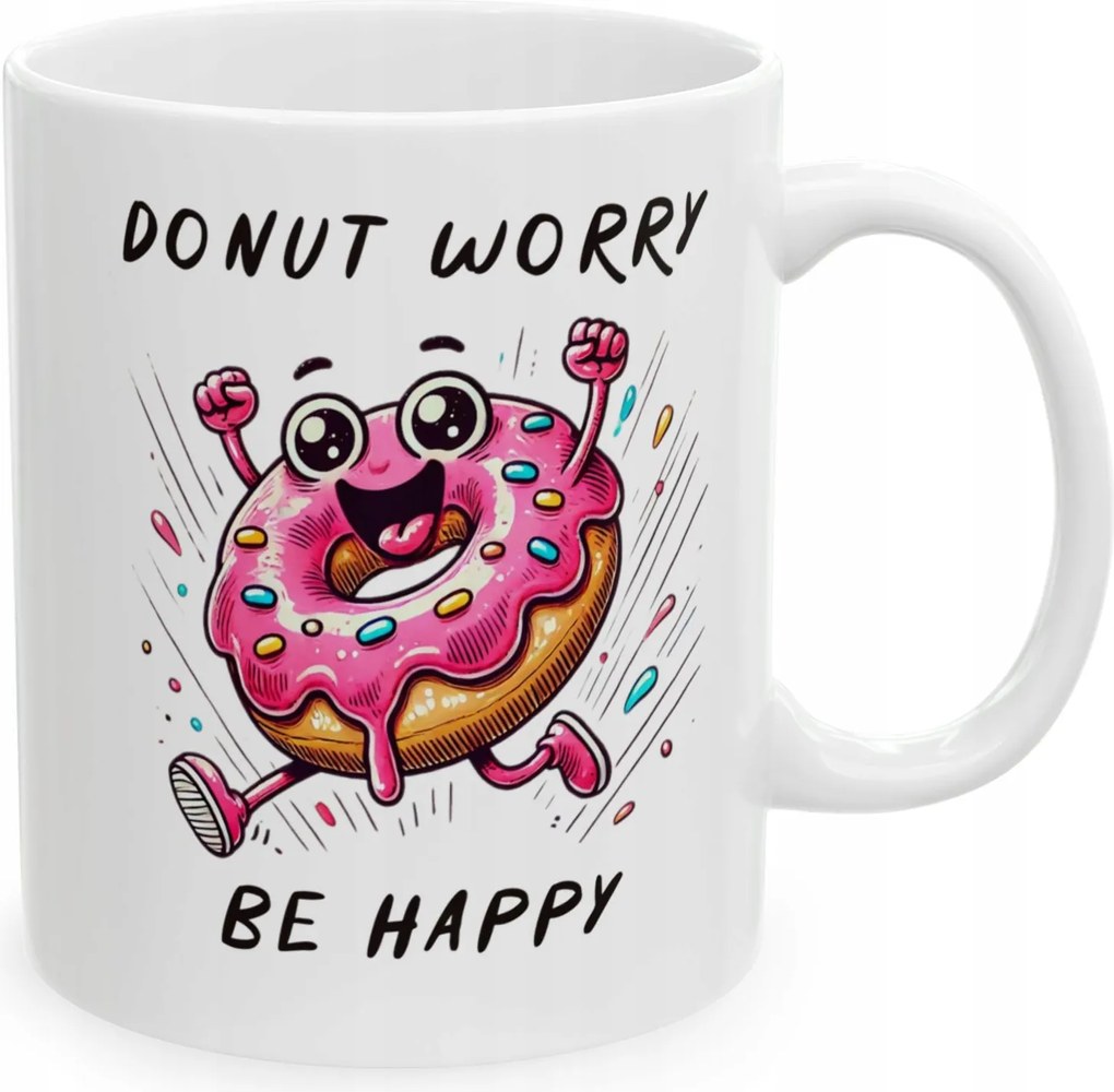Nyomott mintás bögre donut fánk dont worry be happy optimista az irodába
