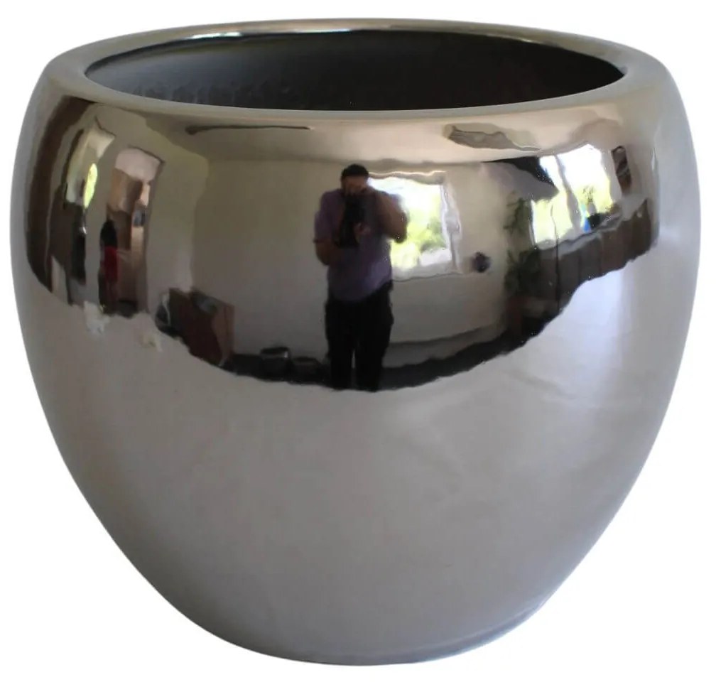 Ezüst kerámia virágcserép 30cm