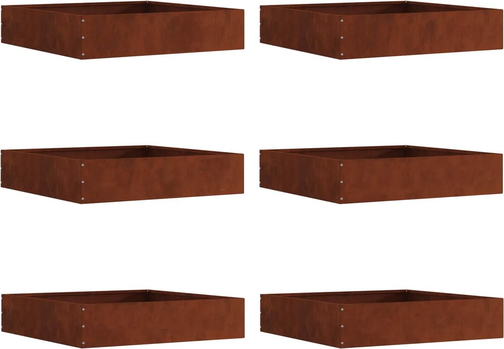 vidaXL Fűszegélyezés 6 pcs Rozsdás 60 x 60 x 13 cm Időjárásálló acél