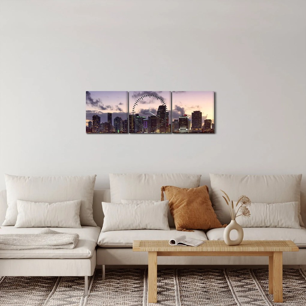 Felhőkarcolók a metropoliszban (órával) (90x30 cm)
