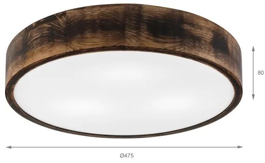 OAK SMOKY mennyezeti lámpa 3xE27/15W/230V, 47,5 cm, tölgy/sötétbarna