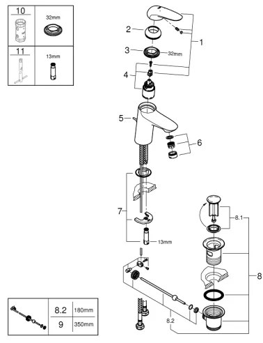 GROHE 23707003 - Mosdócsaptelep EUROSTYLE 163 mm fényes króm