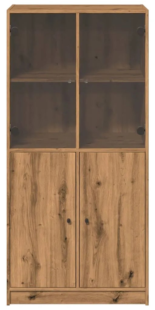 kézműves tölgy szerelt fa magasszekrény ajtókkal 68x37x142 cm