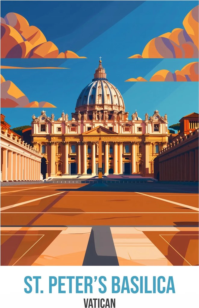 Plakát 67,5x100 cm St. Péter-bazilika, Vatikán