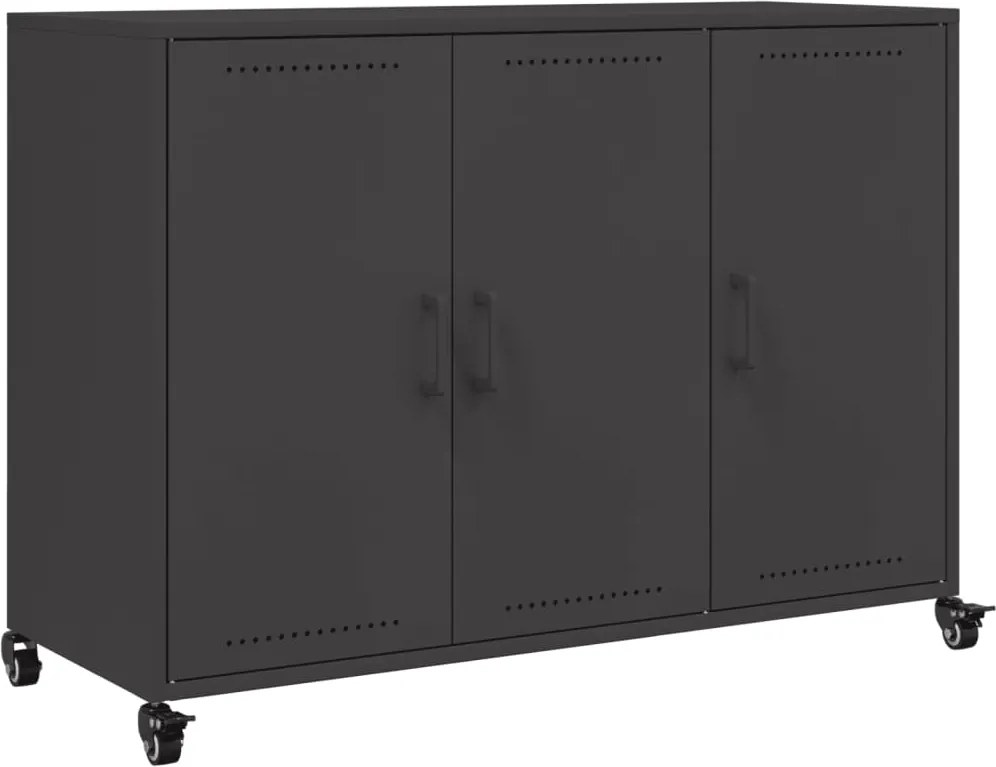 vidaXL fekete acél tálalószekrény 100,5 x 39 x 72 cm