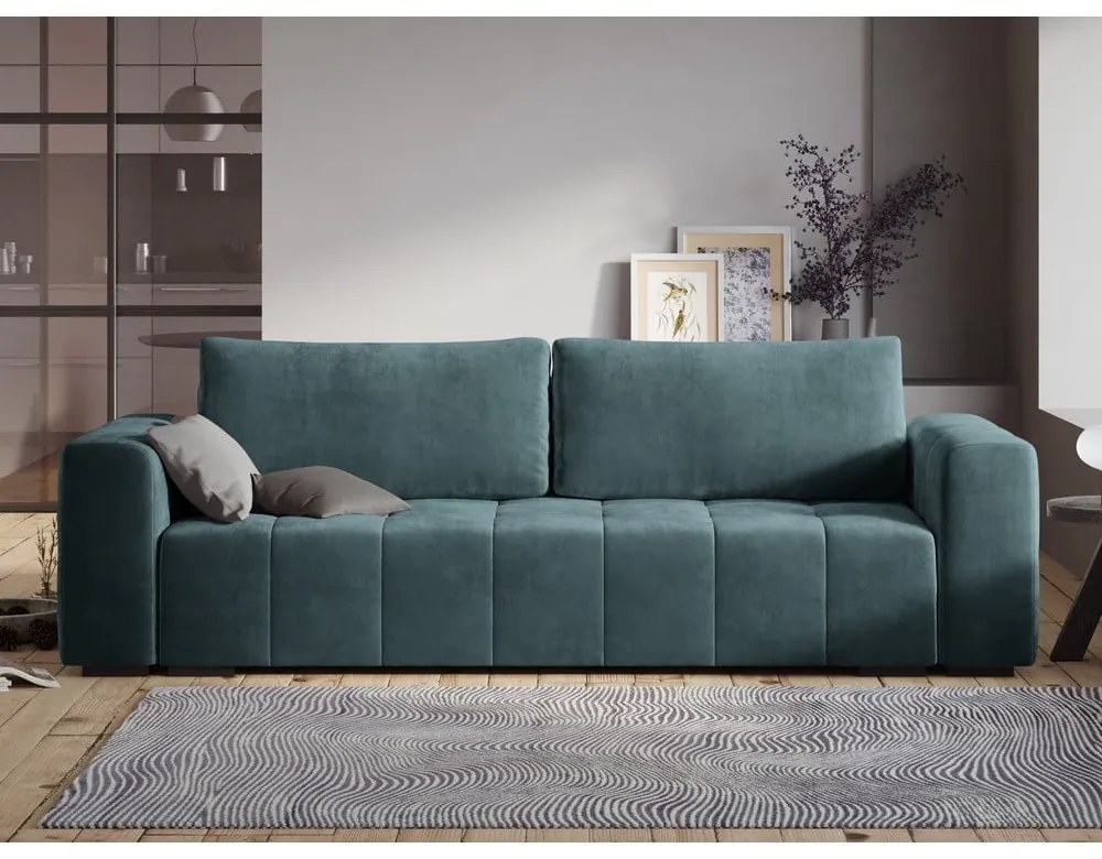 Luca kék kinyitható bársonykanapé - Milo Casa
