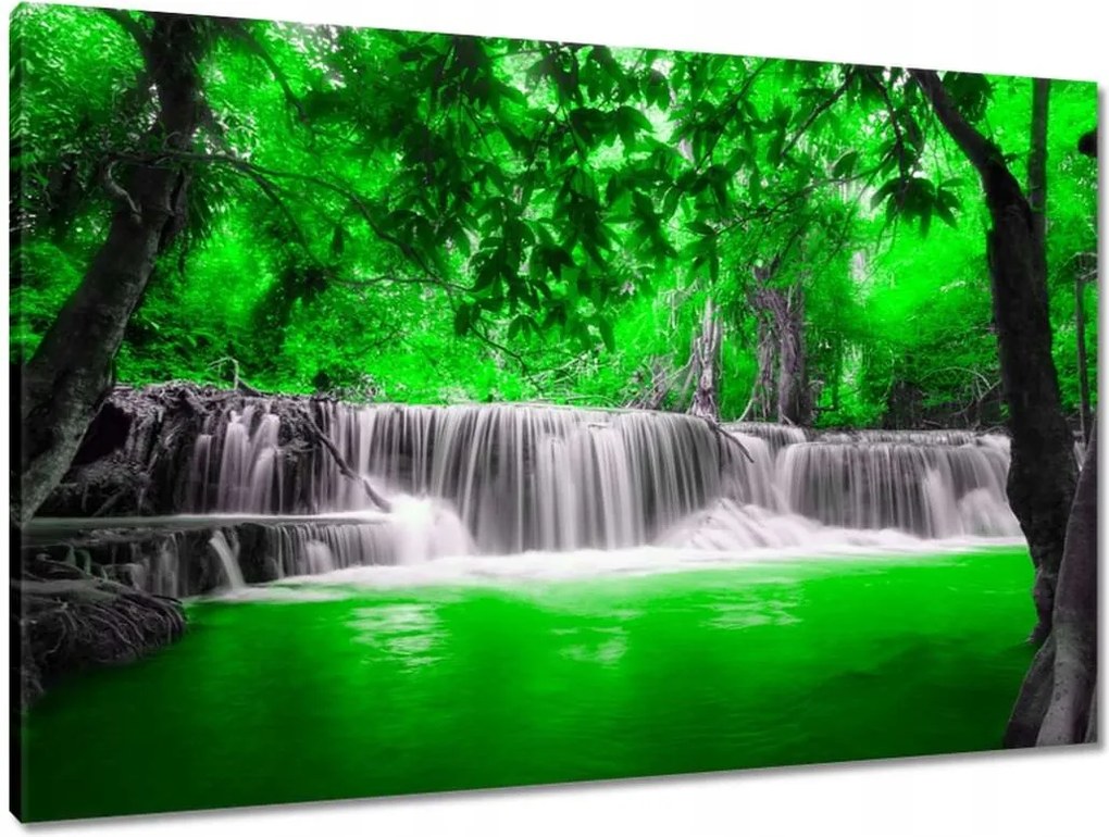 Vászonkép 90x60 Zöld vízesés Kaszkád