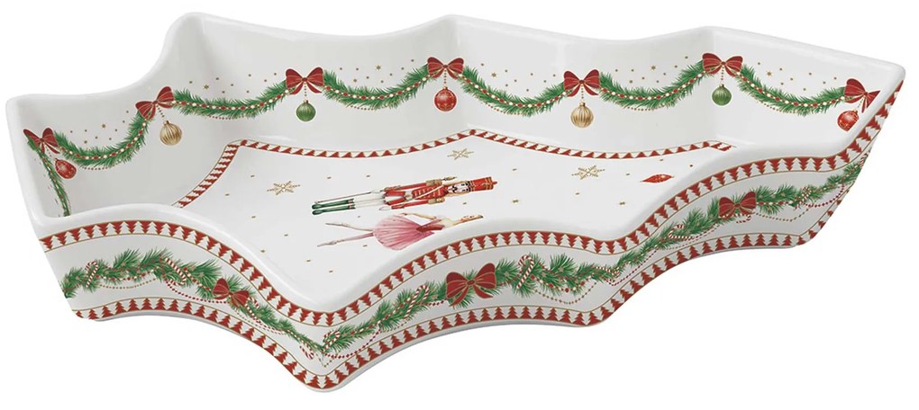 Karácsonyi porcelán fenyőfa alakú tál diótörő ballerina Magie de Noel
