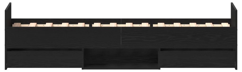 Ágykeret matrac nélkül Fekete tölgy 75x190 cm Mérnöki fából