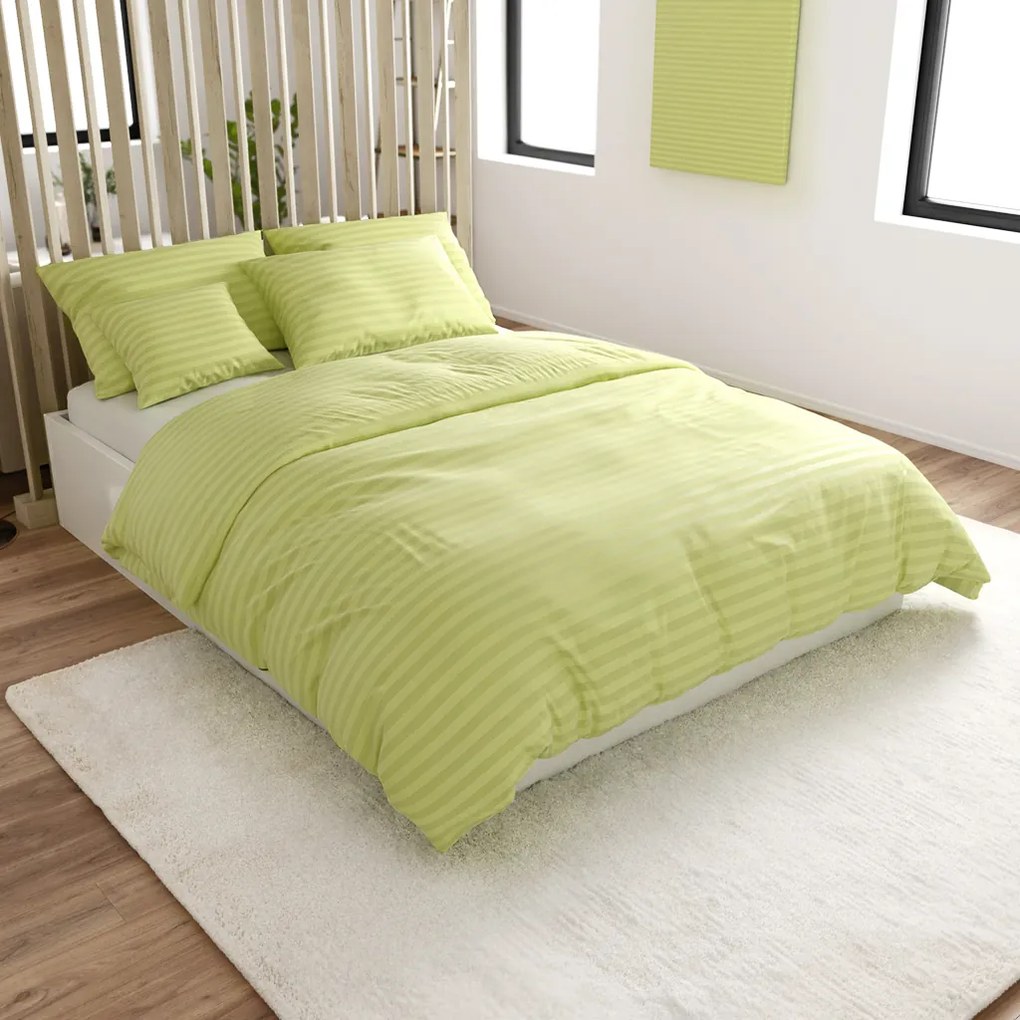 JASMINE mikroszálas szállodai ágyneműhuzat, pisztácia színű – 2 cm-es csíkos Ágyneműhuzat mérete: 2 db 70 x 90 cm | 200 x 220 cm